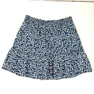 J.Crew | Women’s Teal Green White Leaf Ruffle Mini Tiered Skirt Size L